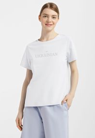 Футболка женская белая с принтом "I'm Ukrainian (срібло)", 2XL