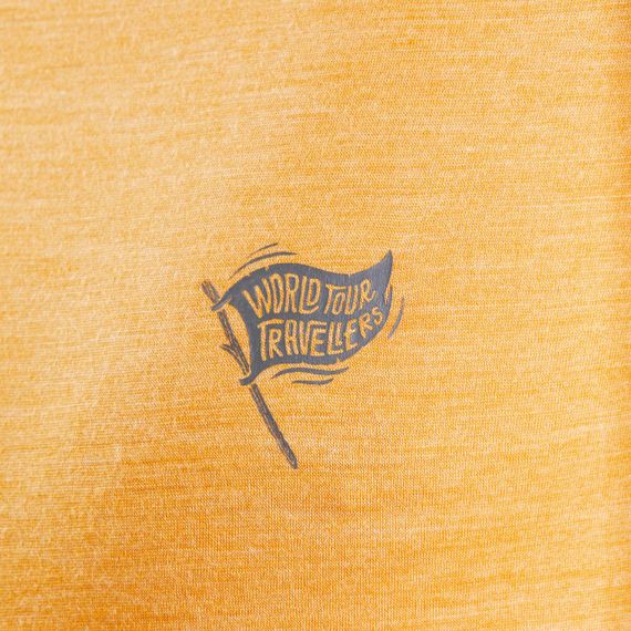 Чоловіча футболка TRAVEL 500 для трекінгу, з вовни мериноса - Жовта | Зображення 4