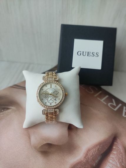 Жіночий наручний годинник Guess gold страз