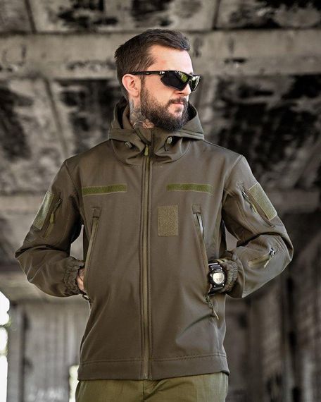 Демісезонна тактична куртка софтшел masad олива