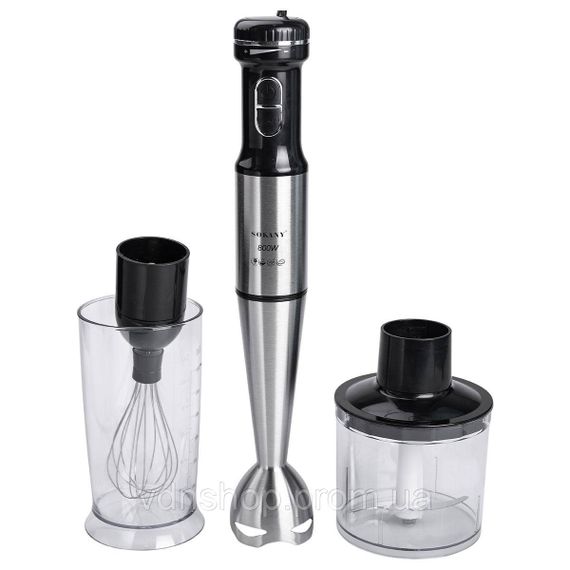 Блендер ручний занурювальний 800 Вт чаша з вінчиком подрібнювач (чопер) Sokany SK-768-4