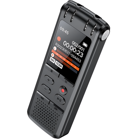 Профессиональный цифровой диктофон стерео Savetek GS-R58 с шумоподавлением и голосовой активацией, 64 GB | Зображення 2