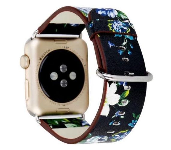 Шкіряний ремінець Primo Blue Flower для Apple Watch 38mm / 40mm / 41mm розмір S