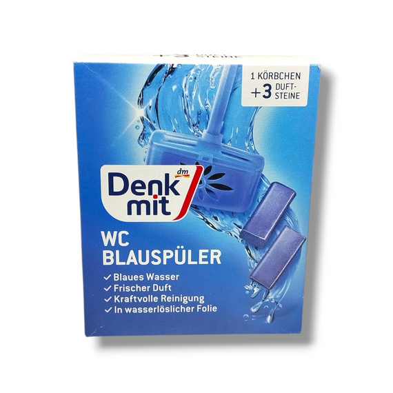 Туалетний блок для унітаза Denkmit WC Blauspüler — Комплект: Кошик + 3 змінні блоки (синя вода)
