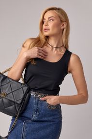 Эластичная женская майка - черный цвет, L (есть размеры)