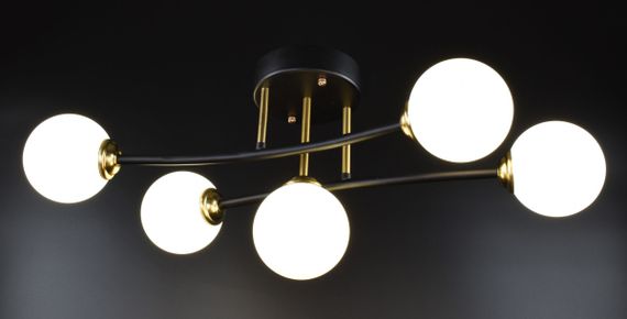 Люстра стельова на 5 лампочок 26519 Чорний 35х30х60 см. | Зображення 2