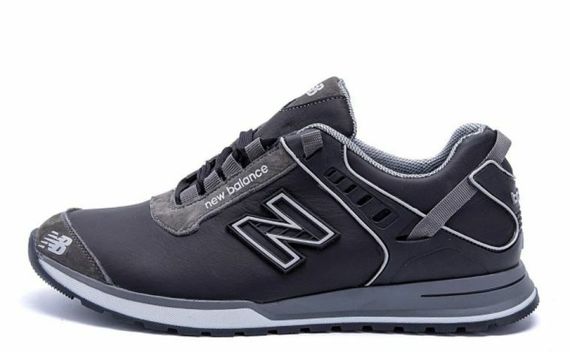Чоловічі шкіряні демісезонні кросівки New Balance колір чорний, сірий | Зображення 1