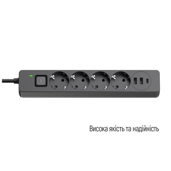 Мережевий фільтр живлення ColorWay CW-CHE435PDB, 4 розетки/3USB 5M (CW-CHE435PDB) | Зображення 5
