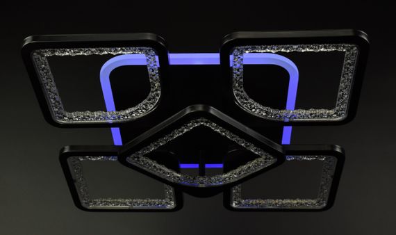 Люстра світлодіодна стельова LED світильник для квартири на стелю лед з пультом 25991 Чорний 11х40х40 см. | Зображення 5