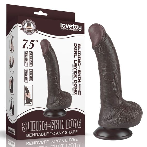 Фалоімітатор 7,5'' Sliding Skin Dual Layer Dong Black Sex Aura | Зображення 1