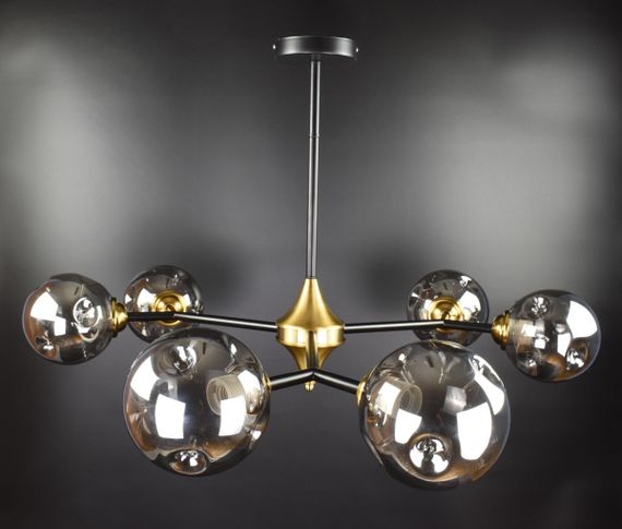 Люстра стельова на 6 лампочок 26491 Латунь 30-70х94х94 см. | Зображення 1