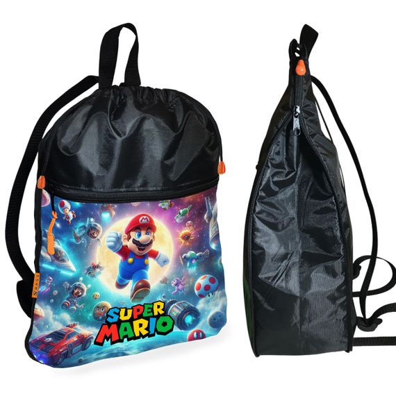 Рюкзак-мішок для взуття, спортивної форми Супер Маріо «Super Mario» дитяча сумка для змінки з розширювачем (01311)