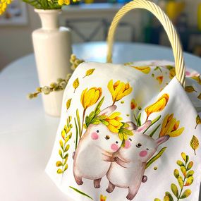 Салфетка на стол, для корзинки Пасхальные кролики 35x60 см (SLF_22U002)