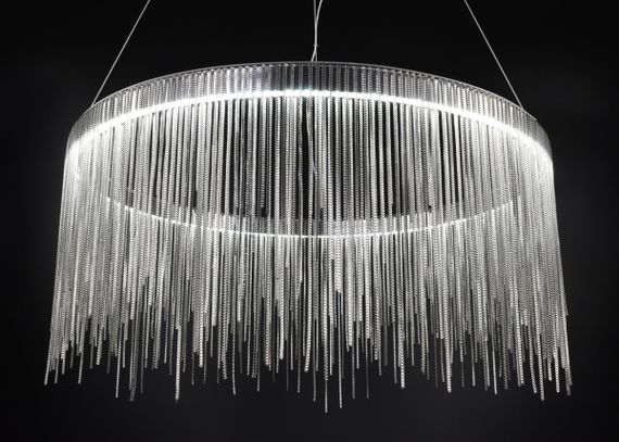 Люстра світлодіодна підвісна LED світильник для квартири на стелю лед 26731 Хром 50-120х60х60 см. | Зображення 5