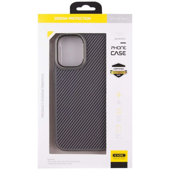 Чохол TPU+PC Carbon with MagSafe для Apple iPhone 16 (6.1") Grey | Зображення 4