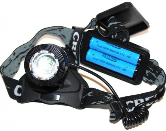 Налобный фонарь LED T6 со встроенным аккумулятором 2*18650 Bailong BL-2199-T6 черный | Зображення 1