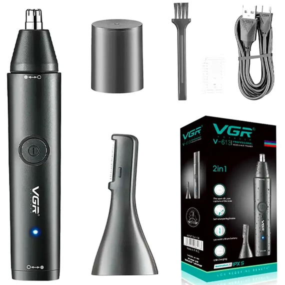 Тример VGR V613 універсальний 2 в 1 для носа вух та окантування з USB зарядкою вологозахистом | Зображення 6