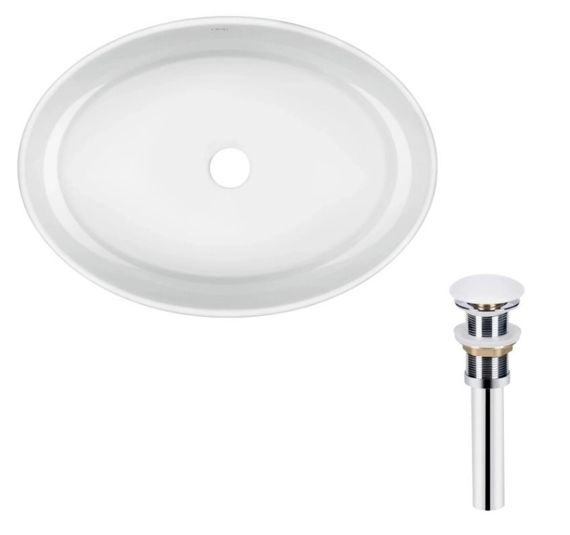 Комплект Qtap Kolibri: Раковина накладна овальна 500x360x140 мм White + Донний клапан PU02 (QT10113054WN47311)