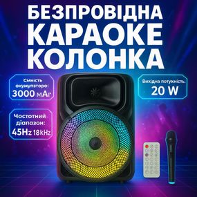 Портативна караоке колонка SPS 8147 Bluetooth 20W з мікрофоном та RGB-підсвічуванням BF-28