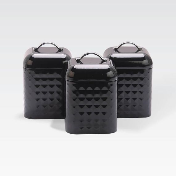 Набір металевих ємностей Maestro MR-1676-3S-BLACK для чаю кави цукру 3 шт