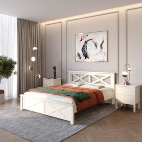 Двоспальне ліжко Mebigrand Прованс Н Айворі 140х200 см (MBG-1582)