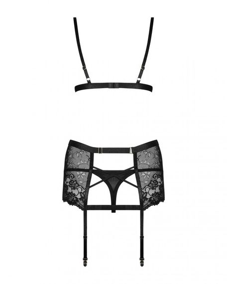 Комплект з поясом для панчох Obsessive Blanita, чорний, L/XL | Зображення 5