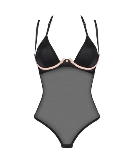 Прозрачное боди Obsessive Selinne teddy XL/2XL Black, мелкая сетка, двойные бретели Sex Aura | Зображення 2