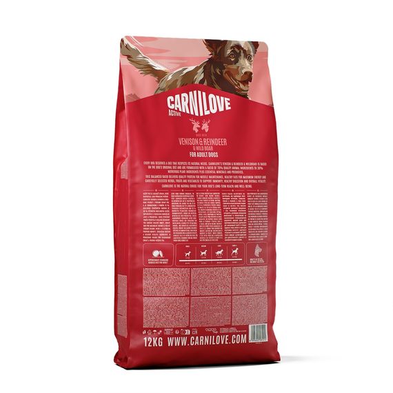 Корм сухий Carnilove Active Venison & Reindeer & Wild Boar Active Adults для активних cобак оленина і дикий кабан 12 кг | Зображення 1
