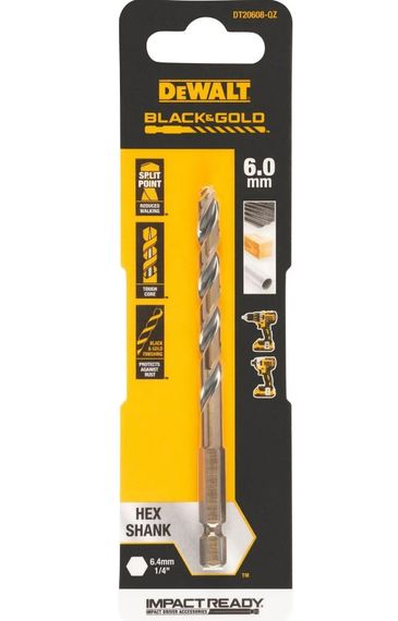 Свердло по металу DeWalt EXTREME IMPACT Black & Gold 6 мм (DT20608)