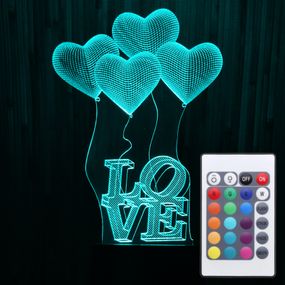 Акриловый светильник-ночник с пультом 16 цветов Любовь Сердце tty-n000337