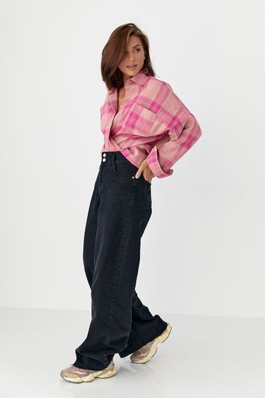 Сорочка в клітинку з напівкруглим низом - рожевий цвет, ONE SIZE (є розміри) | Зображення 2