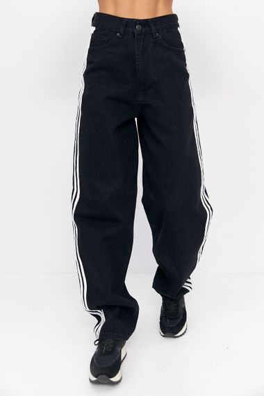 Жіночі джинси Baggy з лампасами - чорний цвет, 36р (є розміри)