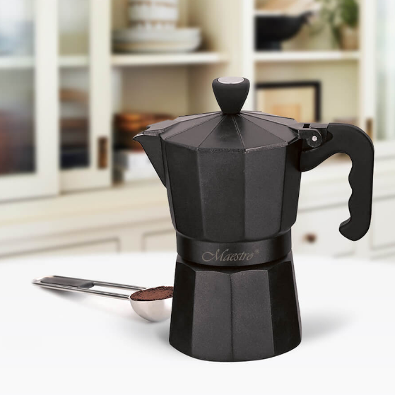 Кавоварка гейзерна 450мл алюмінієва MR-1666-9-BLACK Espresso Moka Maestro | Зображення 4