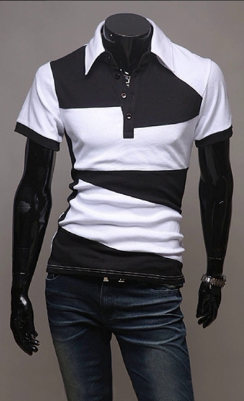 Мужское поло Fashion Man ST00003/1 рL черно-белое | Зображення 1