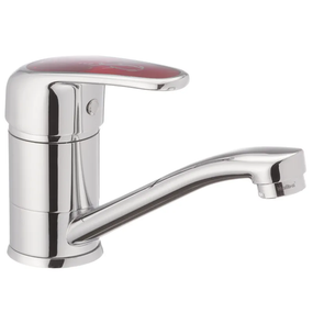 Смеситель для умывальника Haiba Magic 004 с красной ручкой (вылив 15 см) (HB0690)