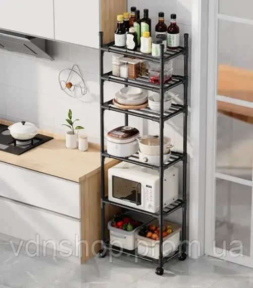 Полиця етажерка TVT-02 6 ярусів 170х42х32см Чорна | Зображення 5