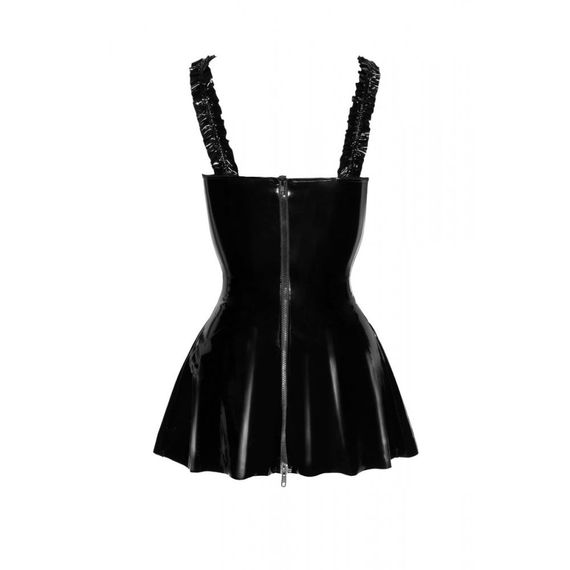 Сукня з вінілу на блискавці Noir Handmade F248 з бретелями-рюшами, чорна, L | Зображення 4