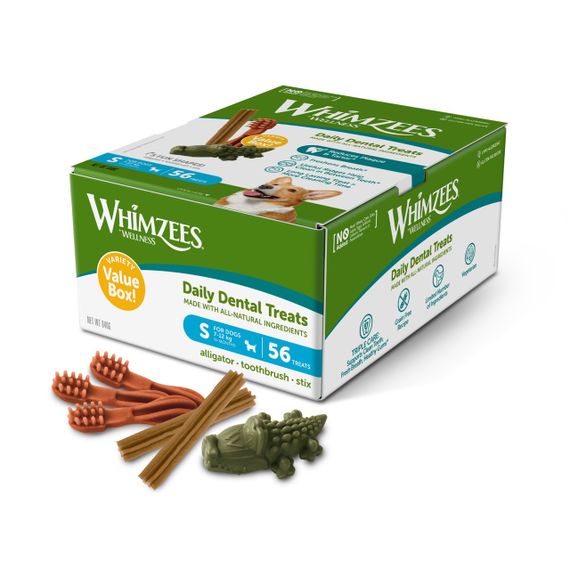 Набір ласощів для чищення зубів у собак малих порід Whimzees Variety Value Box S, 56 шт | Зображення 1