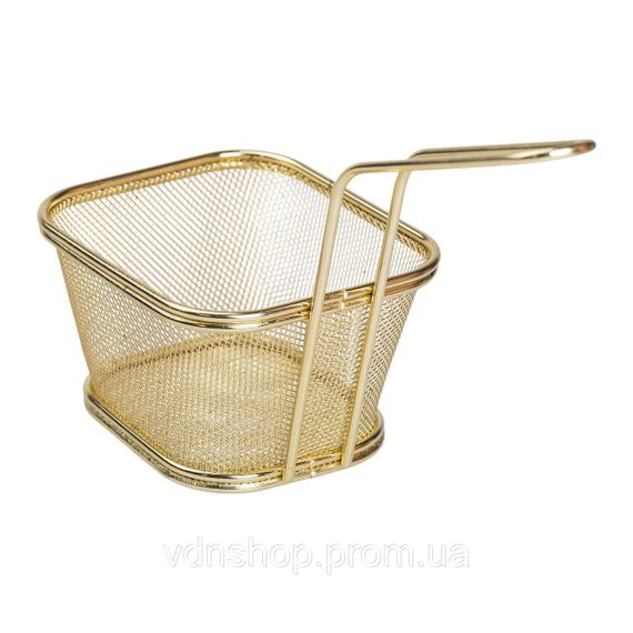Корзина сервировочная для картофеля фри и снеков 13×11×7 см Золотая HP-19-4-L-G | Зображення 1