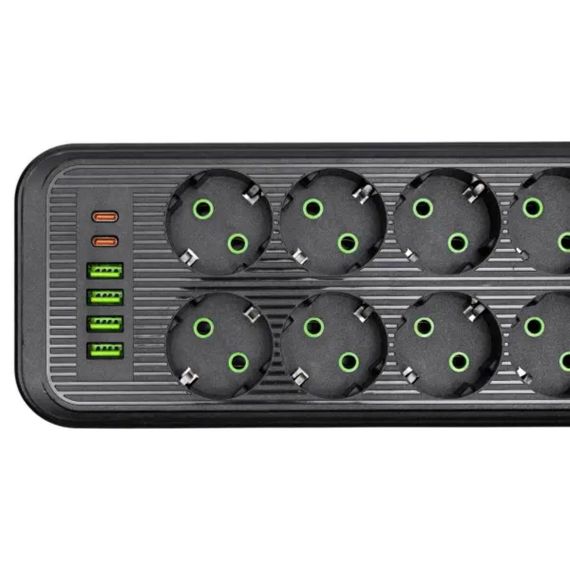 Мережевий фільтр-подовжувач 8 розеток 4xUSB-A 2xUSB-C 5м чорний HP-5-56 | Зображення 2