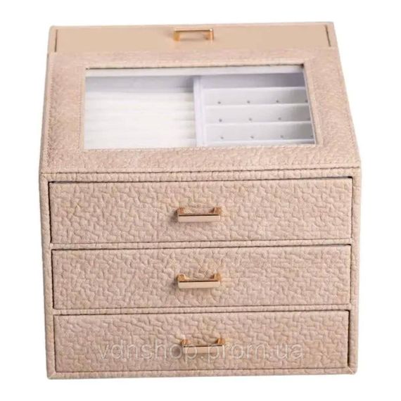 Шкатулка для украшений из эко кожи 3 яруса органайзер для ювелирных изделий HP-5-16CR | Зображення 4