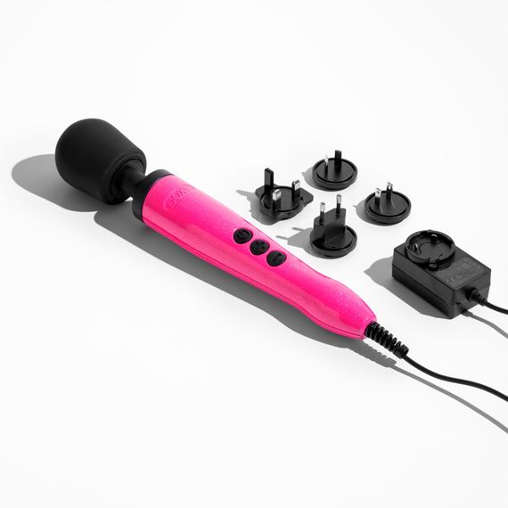 Вібромасажер DOXY Die Cast Massager Hot Pink, дуже потужний, живлення 220В, металевий корпус | Зображення 3