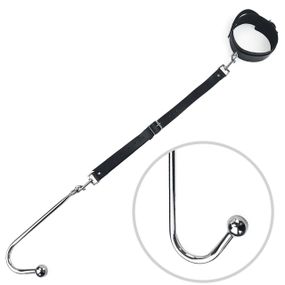Анальный крюк 2 с ошейником из натуральной кожи Art of Sex - Anal hook, Черный Sex Aura