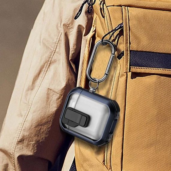 Футляр противоударный Locking Button для наушников Airpods 1/2 Blue | Зображення 4