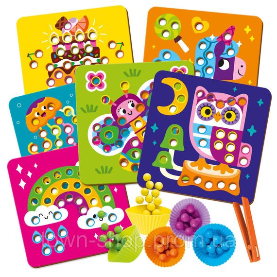 Мозаика с деревянными шариками "Дополни картинку" Vladi Toys ZB2002-08 (укр) | Зображення 1