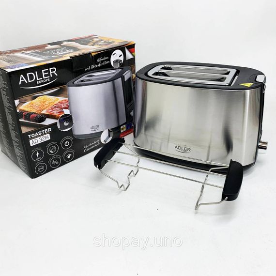 Тостер с регулятором Adler AD 3214 900Вт, Электро тостер Кухонный для тостов EU-23 | Зображення 2