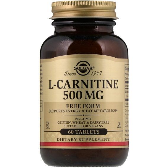 Карнитин Solgar L-Carnitine 500 mg 60 Veg Tabs