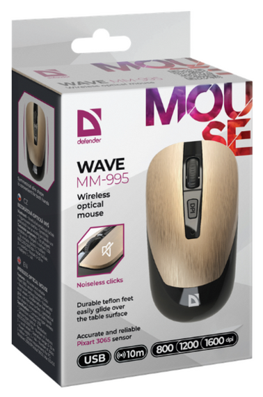 Мишка Defender Wave MM-995 Silent Wireless Bronze (52992) | Зображення 4
