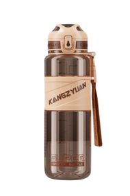 Спортивная бутылка KANGZYUAN 1000 мл (1 л) - Коричневая Tritan BPA-free, ударопрочная эко-бутылка с фильтром ремешком