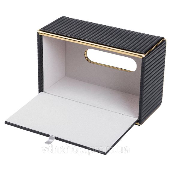 Салфетница из эко кожи 21.5х13х9 см органайзер для кафе и ресторанов Черный HP-3-203B | Зображення 2